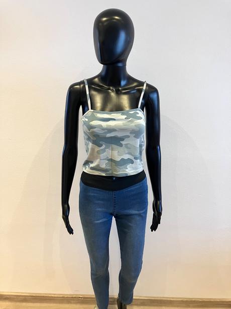 Maskáčové crop top tričko (m), new yorker,m