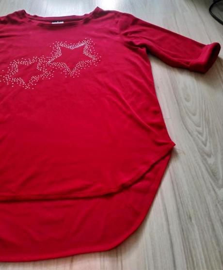 Červené zamatové tričko s hviezdami, v. 2xl, xxl
