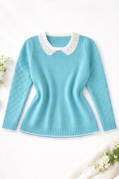 Dámsky sveter s ozdobným golierom, l