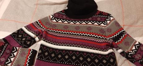 Žakárové pletené šaty čierna nórsky vzor, bonprix,38