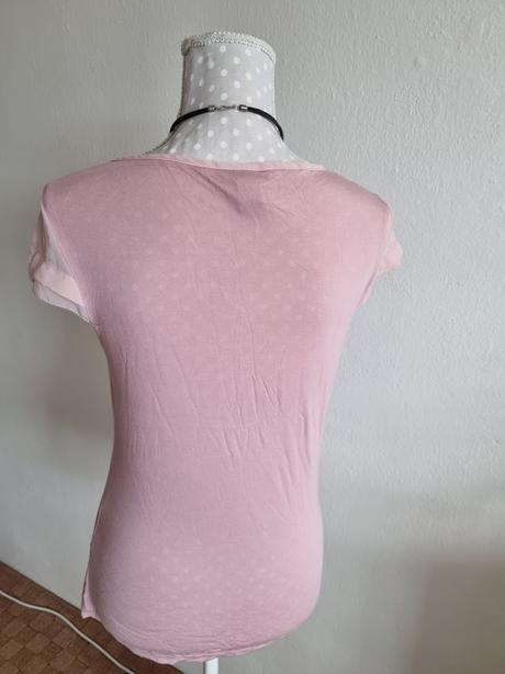 Bledoružový top h&m s tylovými rukávmi m, h&m,m