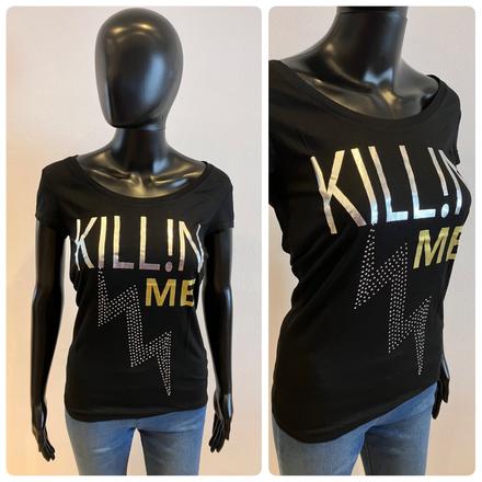 Dámske tričko s kamienkami čierne melrose (36), s