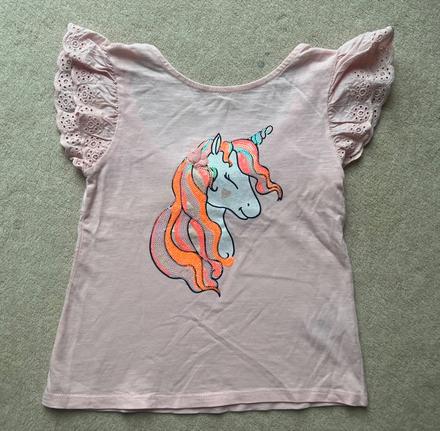 Unicorn - jednorožec tričko s volánovými rukávmi, c&a,122