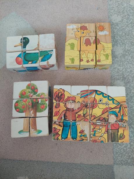 Retro kocky 4x drevene,