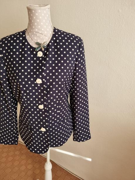 Modro-biele bodkované sako veľ. 40, 40