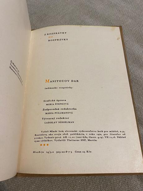 Stará retro rozprávka manitouov dar indiánske rozp, 