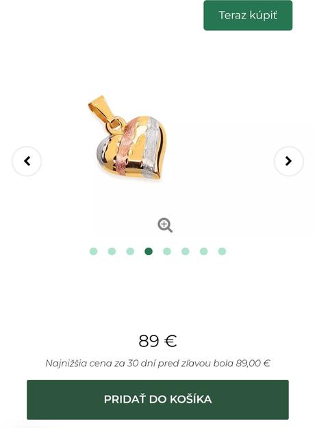 Prìvesok zlaté 3-farebné srdiečko, 