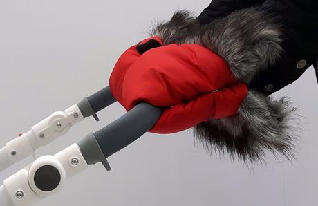 Rukávnik  fleece s kožušinkou red, 