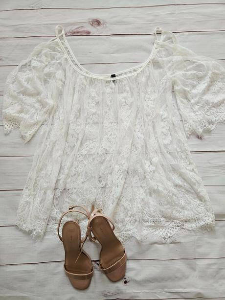 Lahulinká čipková blúzka, l