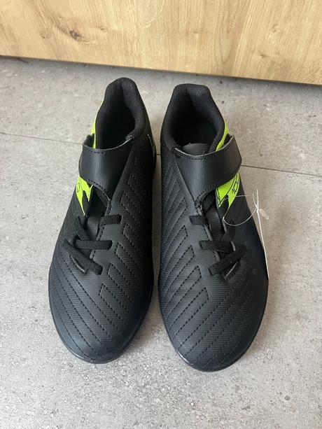 Detské turfy 100 easy tf na suchý zips čierno-žlté, decathlon,32