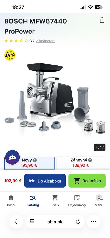 Mlynček na mäso bosch mfw67440 propower, bosch