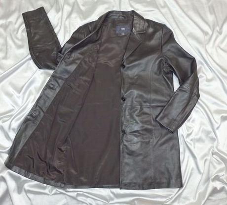 Luxusny čierny kožený kabát, tcm,40