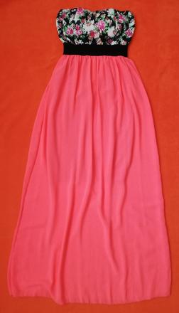 Kvetované šaty bez ramienok, s