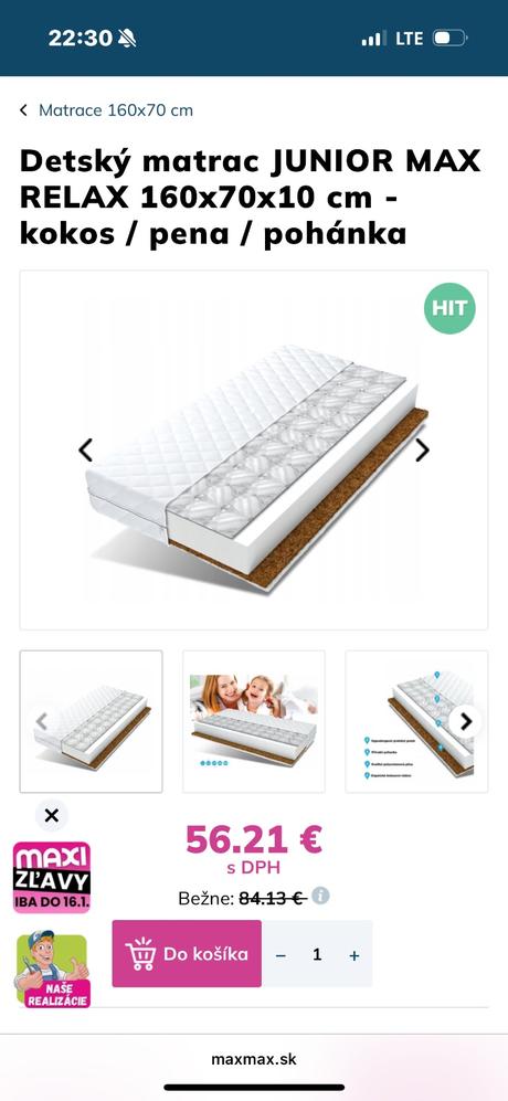 Detská nízka postieľka 160x70 s kokosovým matracom, šírka (cm): 70,dĺžka (cm): 160