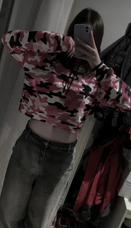 Maskacova ruzova crop mikina, new yorker,m