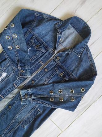 Predĺžená jeansová bunda, s