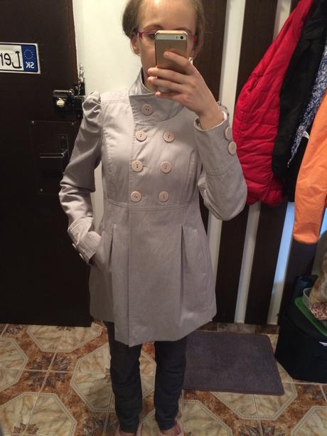 Prechodný šedý - sivý kabátik 38, m