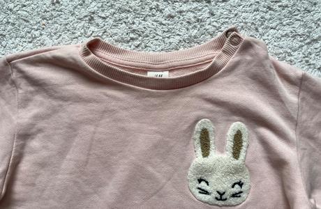 Bledoružová bavlnená mikina so zajacom h&m, 92, h&m,92