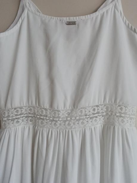Biele boho maxi šaty guess s čipkou, guess,xs