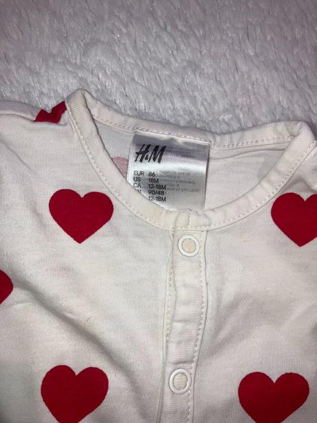 Pyžamo - overal - srdiečka, h&m,86