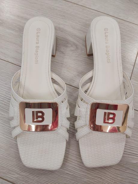 Biele elegantné šľapky, 41