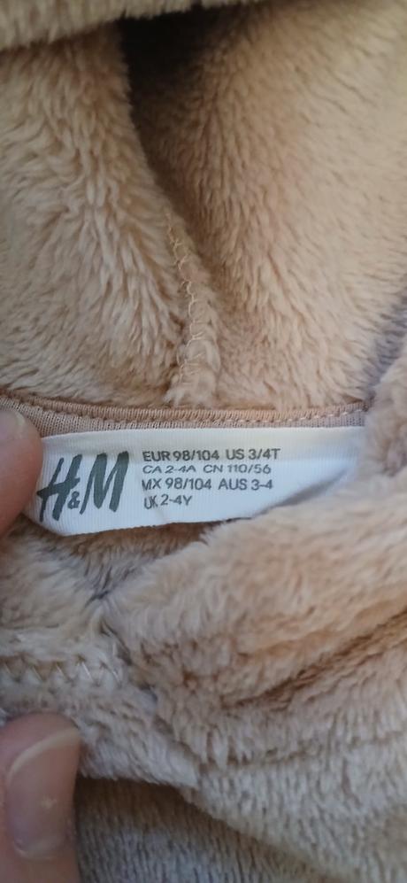 Hnedá huňatá mikinka 98/104, h&m,98