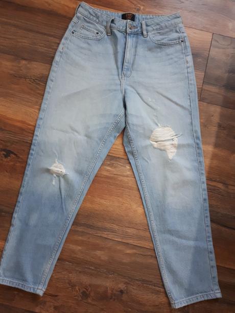 Mom fit rifle vysoky pas roztrhane vel s - 36, f&f,36