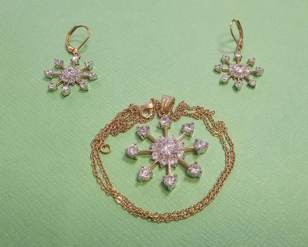 Pozlátená súprava náhrdelník + naušnice, 