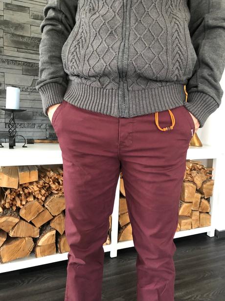 Pánske strech nohavice review bordové, review,m