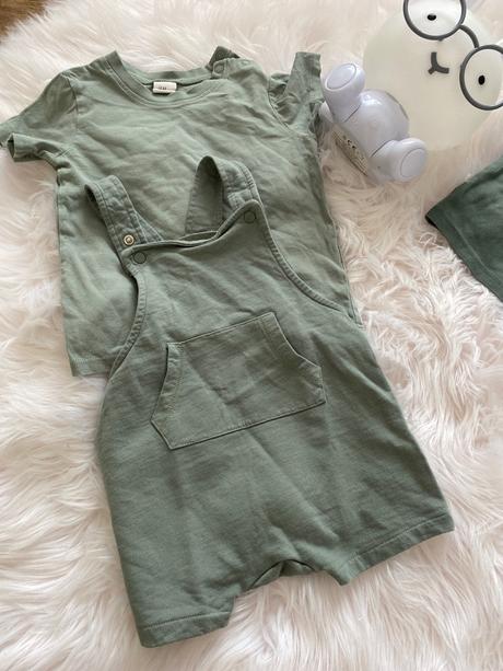 Šortky na traky h&m+2 trička h&m, 74