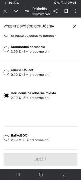Problémy s doručením z H&M na odberné miesta