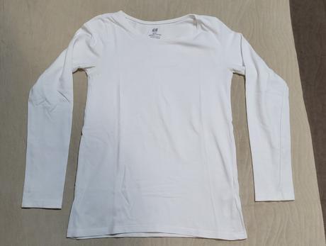 Biele tricko dlhý rukáv velk. 134/140, h&m,134