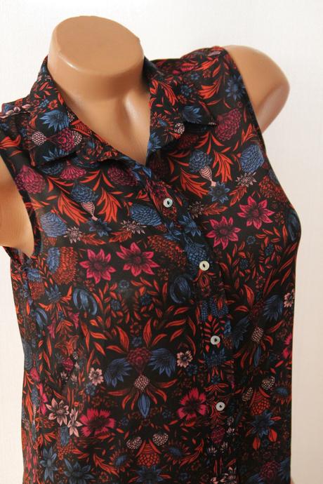 Čierna kvetovaná košeľa h&m, h&m,xs