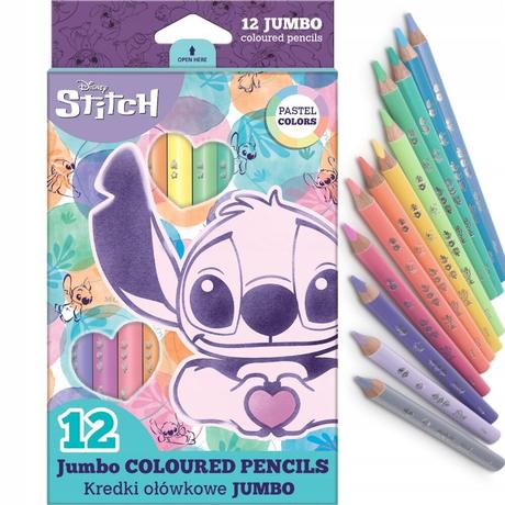 Pastelky trojhranné jumbo stitch 12 ks -pastel,