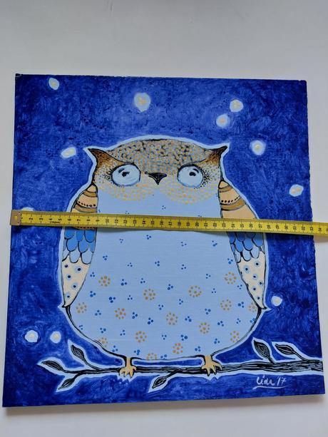 Nadherny malovany obraz sova, 