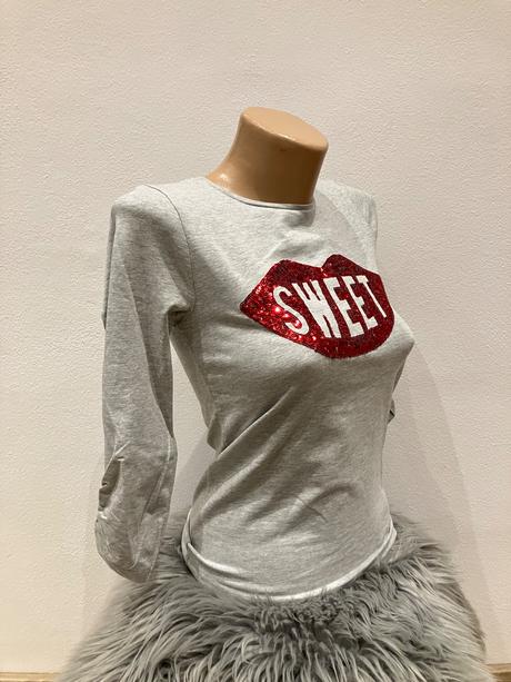 Sivé tričko s flitrami lola liza,146-152, 146 / 152