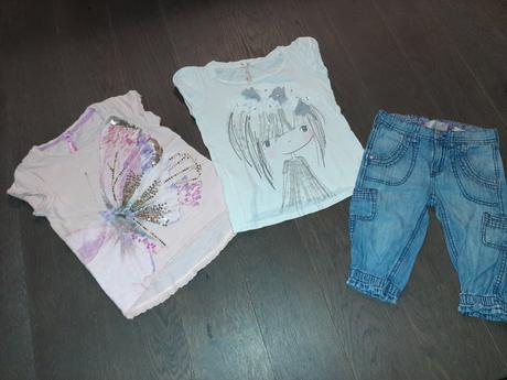 Nádherné tričká next 2ks + 3/4 capri letné rifle, next,116