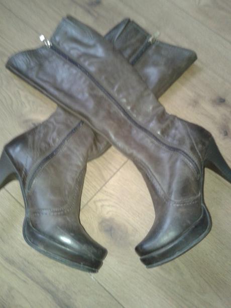 Hnedé kožené čižmy claudio dessi veľ.36, 36