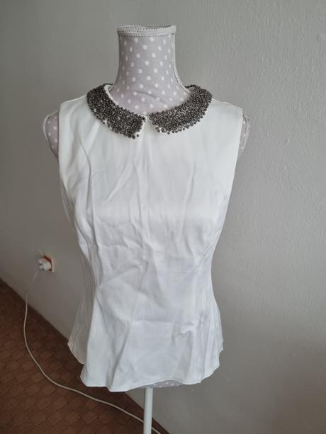 Biela blúzka s korálkami na golieri orsay veľ. 38, orsay,38