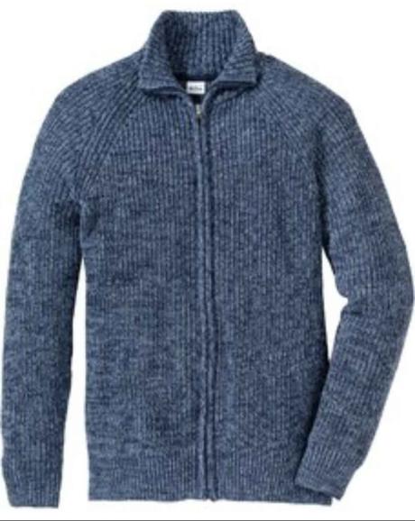 Melirovany modry sveter, bonprix,xxl