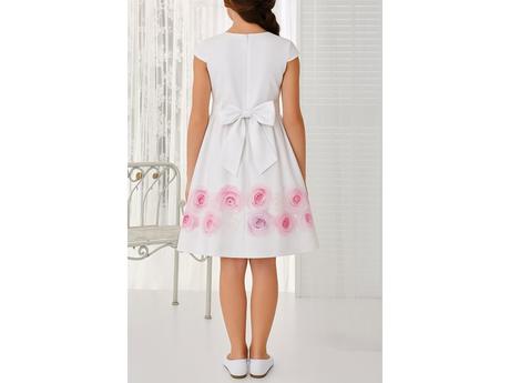 Dievčenské biele šaty s kvetinovou potlačou ruží, 152