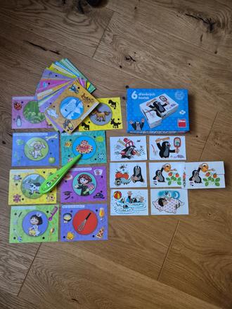 Drevené kocky + náučné kartičky sú perom, 