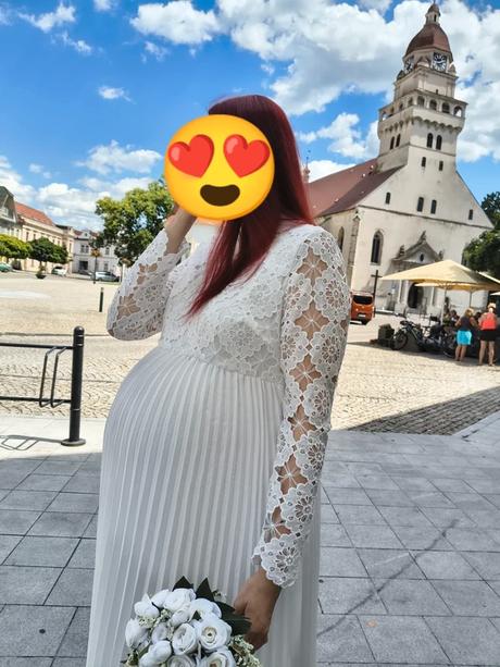 Tehotenské čipkované svadobné šaty, xl