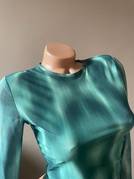 Zelený sieťovaný body top, s, s