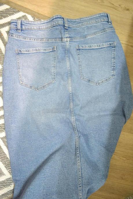 Elastická dlhá riflová sukňa cca v.l/xl, m