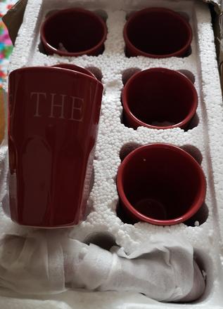 Set keramických pohárov na čaj s lyžičkami, 