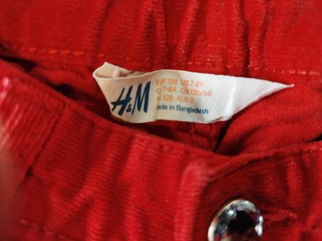 Červené menšestráky, h&m,128