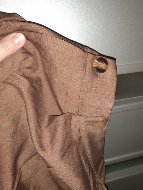 Siroke nohavice s vyssim sedom skoricove, 46