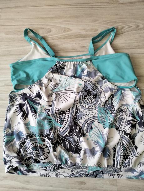 Tyrkysovo biele plavky/tankiny, v. 2xl, xxl