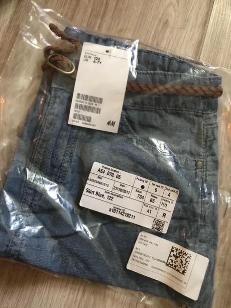 Suknička riflova s opaskom 6-7 rokov, h&m,122